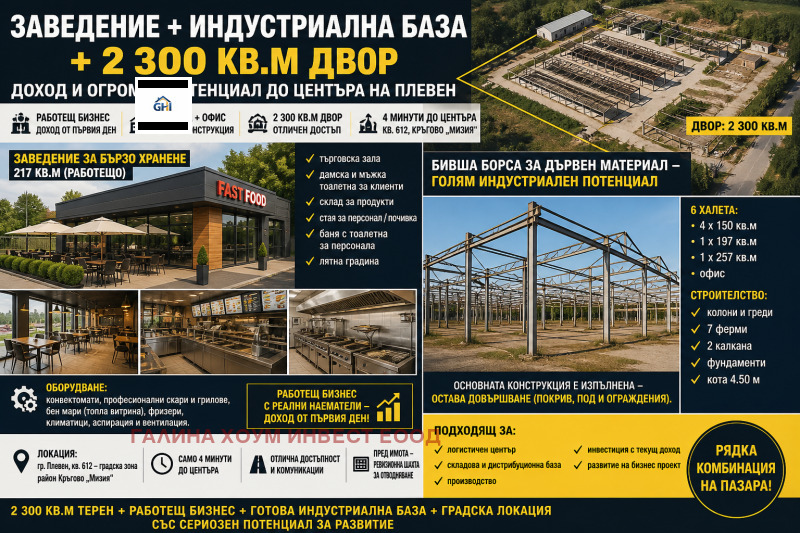 Продава ПРОМ. ПОМЕЩЕНИЕ, град Плевен, Индустриална зона • по договаряне • 39574989 1 — Holmes.bg Продава ПРОМ. ПОМЕЩЕНИЕ, град Плевен, Индустриална зона • по договаряне • 39574989 1