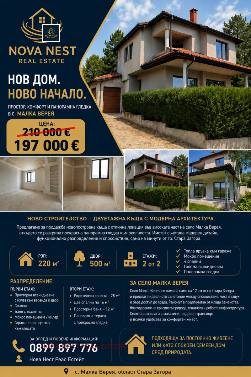 Продава КЪЩА, област Стара Загора, с. Малка Верея • 197000 € • 30223794 1 — Holmes.bg Продава КЪЩА, област Стара Загора, с. Малка Верея • 197000 € • 30223794 1