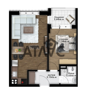 2-СТАЕН, 58 m2 - Holmes.bg 2-СТАЕН, 58 m2