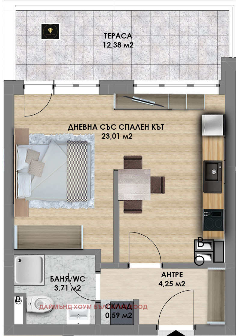 Продава 1-СТАЕН, гр. Пловдив, Христо Смирненски, снимка 2 - Aпартаменти - 48530464