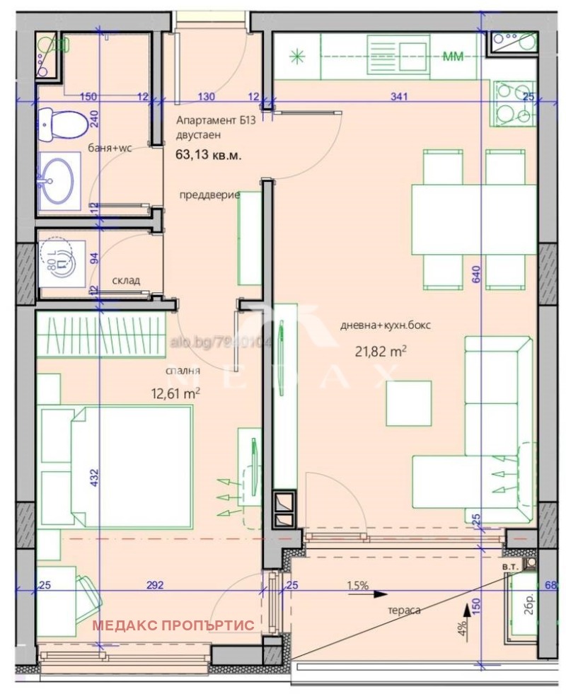 À venda  1 quarto Burgas , Meden rudnik - zona V , 63 m² | 43712453 - imagem [9]