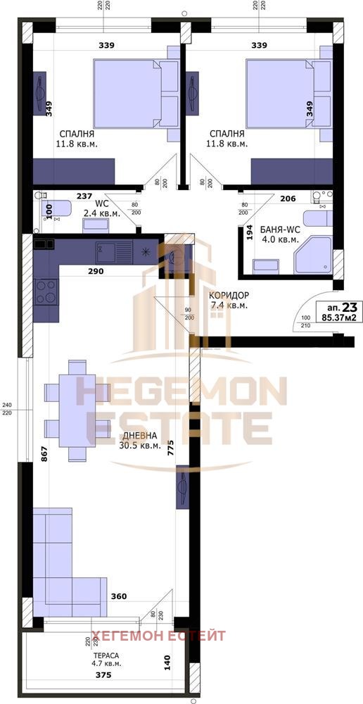 Na sprzedaż  2 sypialnie Warna , Kajsiewa gradina , 97 mkw | 40402070