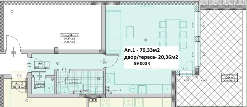 Продава 1-СТАЕН в град Варна, м-т Пчелина - 100 кв.м / 99 000 € » 193 627.17 лв., ВИВАХОУМ