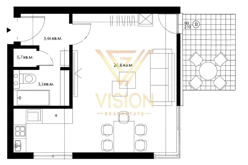 En venta  Estudio Sofia , Boyana , 45 metros cuadrados | 12077650 - imagen [2]