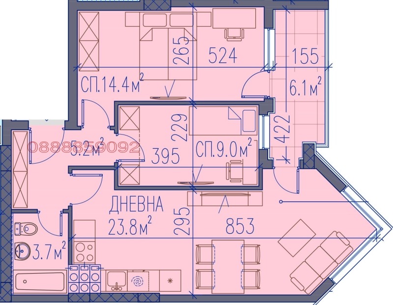 Продава 3-СТАЕН, гр. Пловдив, Пещерско шосе, снимка 2 - Апартаменти - 53205303