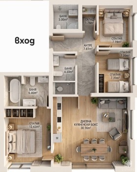 МНОГОСТАЕН, 100 m2