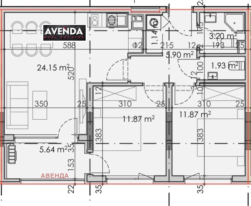 Myytävänä  2 makuuhuonetta Sofia , Darvenitsa , 93 neliömetriä | 45812583 - kuva [17]