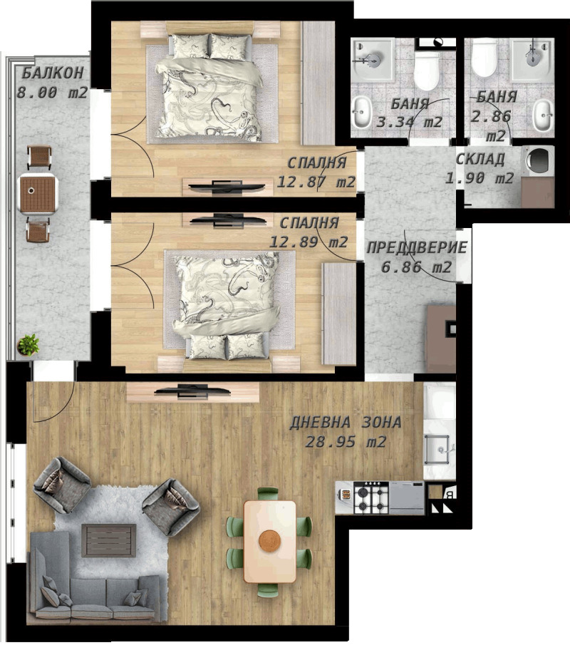 Продава 3-СТАЕН, гр. Пловдив, Беломорски, снимка 2 - Апартаменти - 53324353