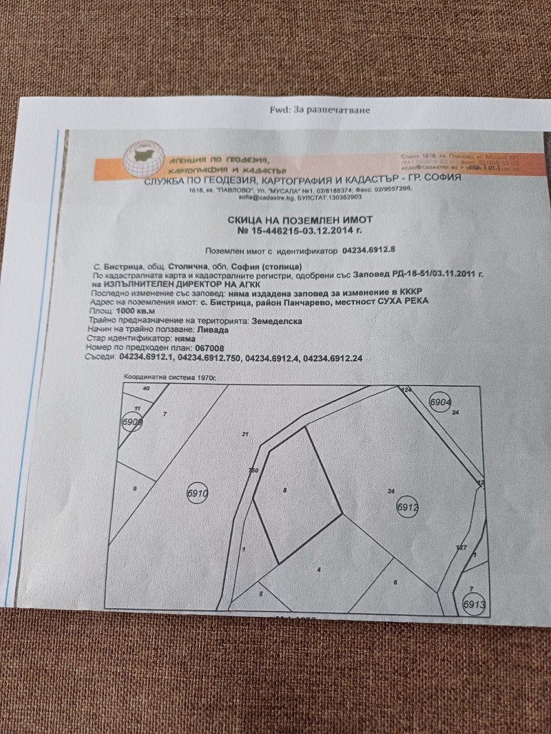 Продава ПАРЦЕЛ в град София, с. Бистрица - 1000 кв.м / 30 000 € » 58 674.90 лв., ОФИС ГАЛЕРА - ОАНИТ