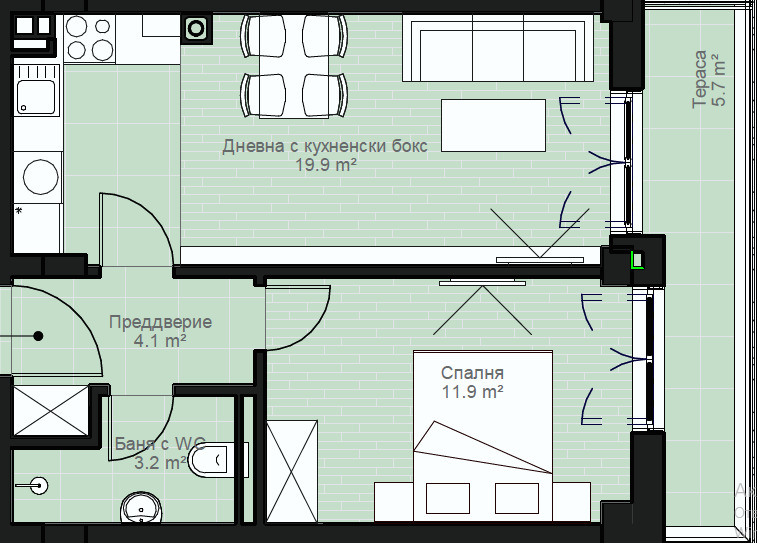 À venda  1 quarto Sofia , Malinova dolina , 62 m² | 21060052 - imagem [2]