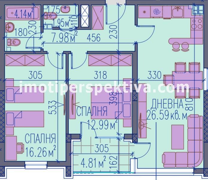 Satılık  2 yatak odası Plovdiv , Centar , 107 metrekare | 56709310 - görüntü [11]