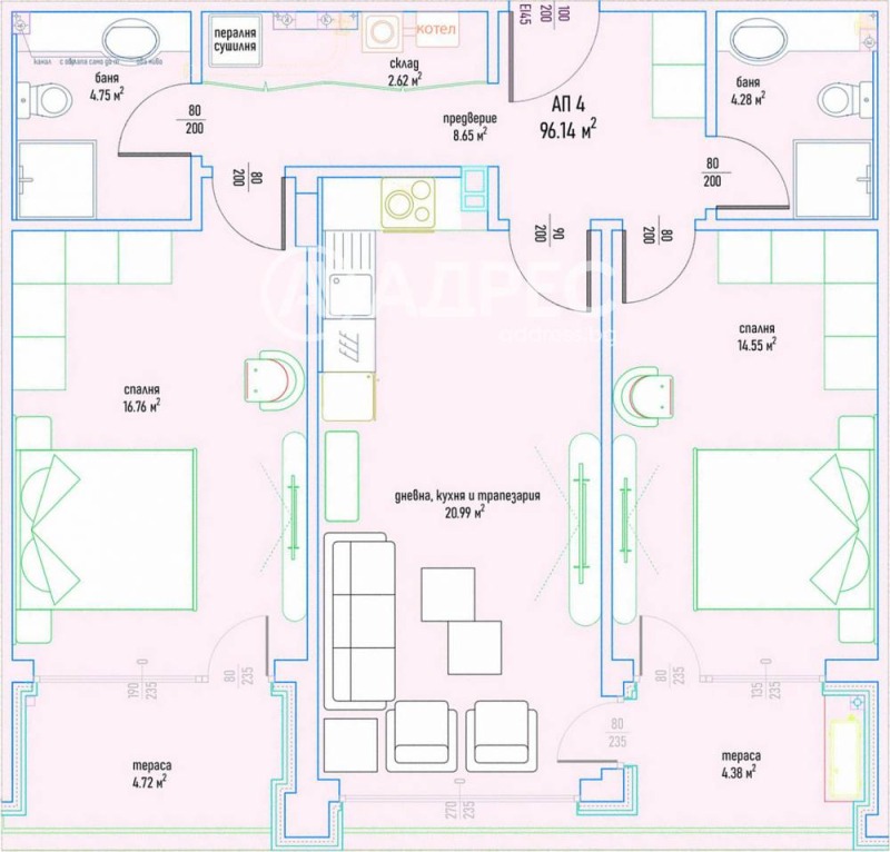 Satılık  2 yatak odası Sofia , Malinova dolina , 112 metrekare | 84056130 - görüntü [4]