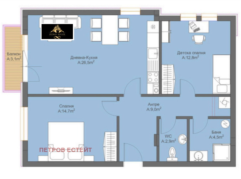 Satılık  2 yatak odası bölge Pazarcık , Velingrad , 99 metrekare | 70557413 - görüntü [3]