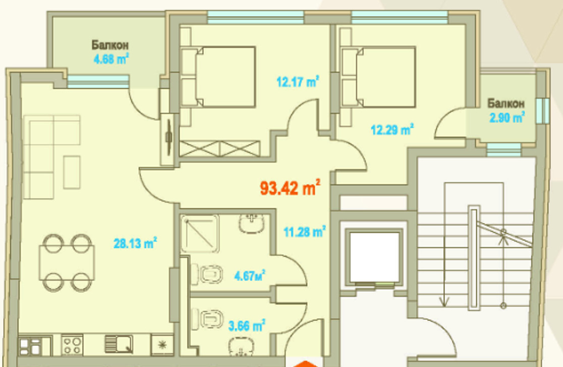 Продава 3-СТАЕН, гр. София, Зона Б-5, снимка 4 - Апартаменти - 54136783