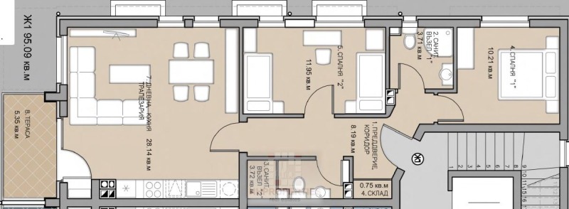 En venta  2 dormitorios Plovdiv , Komatevo , 101 metros cuadrados | 21753573 - imagen [4]