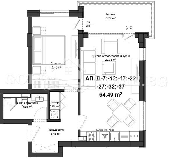 De vânzare  1 dormitor Plovdiv , Gagarin , 56 mp | 65350715 - imagine [15]