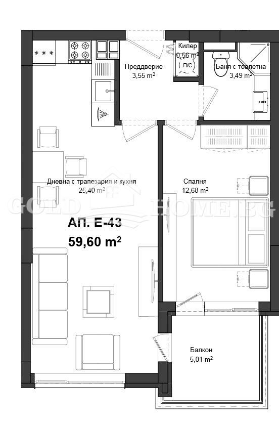 De vânzare  1 dormitor Plovdiv , Gagarin , 56 mp | 65350715 - imagine [7]