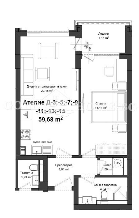 De vânzare  1 dormitor Plovdiv , Gagarin , 56 mp | 65350715 - imagine [8]