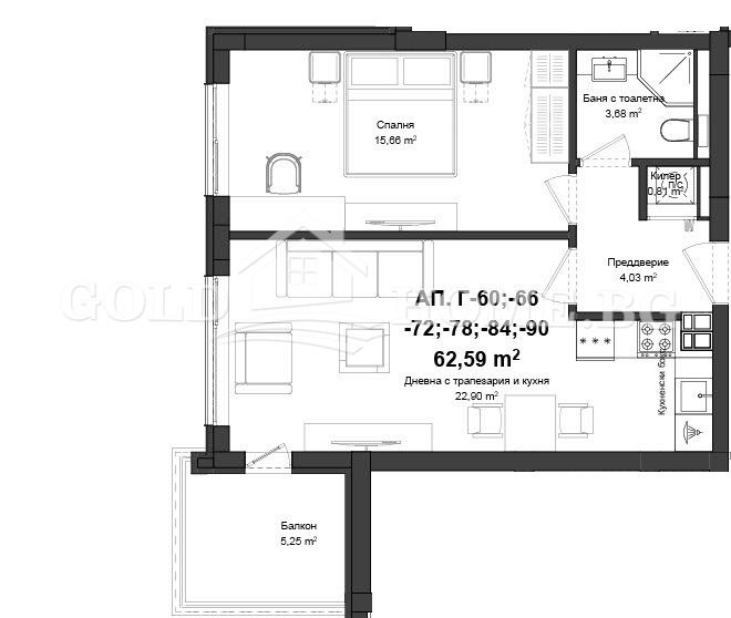 De vânzare  1 dormitor Plovdiv , Gagarin , 56 mp | 65350715 - imagine [16]