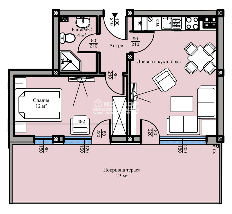 À venda  1 quarto Plovdiv , Hristo Smirnenski , 77 m² | 94393496 - imagem [2]