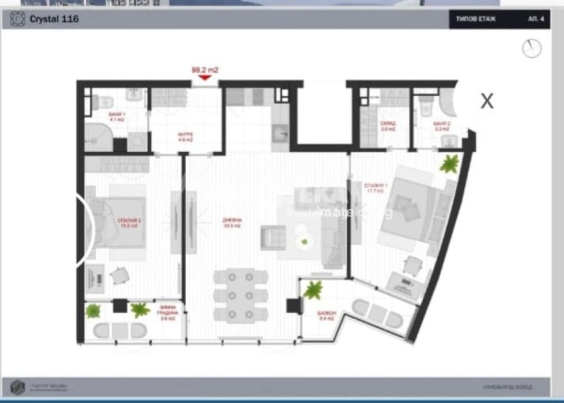 Eladó  2 hálószobás Sofia , Manastirski livadi , 118 négyzetméter | 82247746 - kép [11]