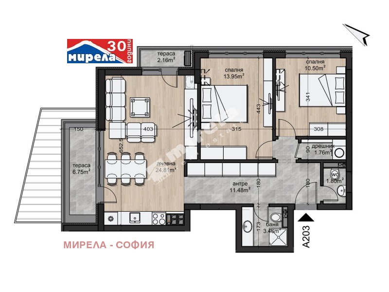 Продава 3-СТАЕН в град София, Овча купел - 103 кв.м / 277 931 € » 543 585.79 лв., МИРЕЛА - СОФИЯ