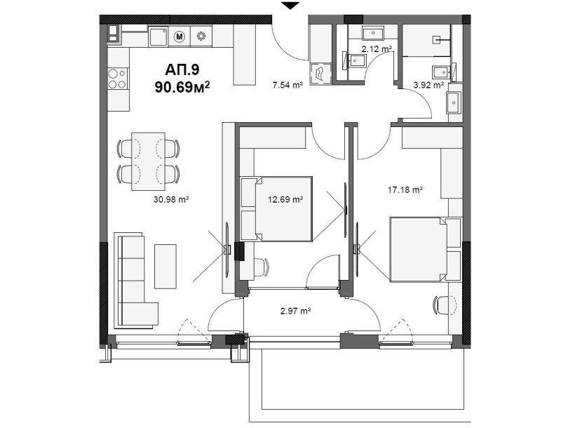 Продается  2 спальни София , Овча купел , 111 кв.м | 61651803 - изображение [2]