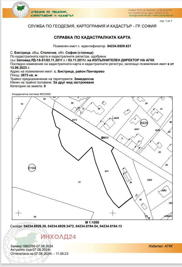 Продава ПАРЦЕЛ, с. Бистрица, област София-град, снимка 1 - Парцели - 47469048