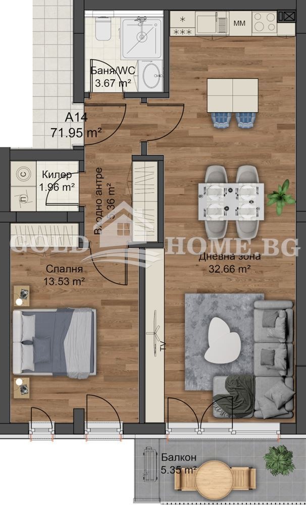 На продаж  1 спальня Пловдив , Остромила , 82 кв.м | 11127366 - зображення [4]