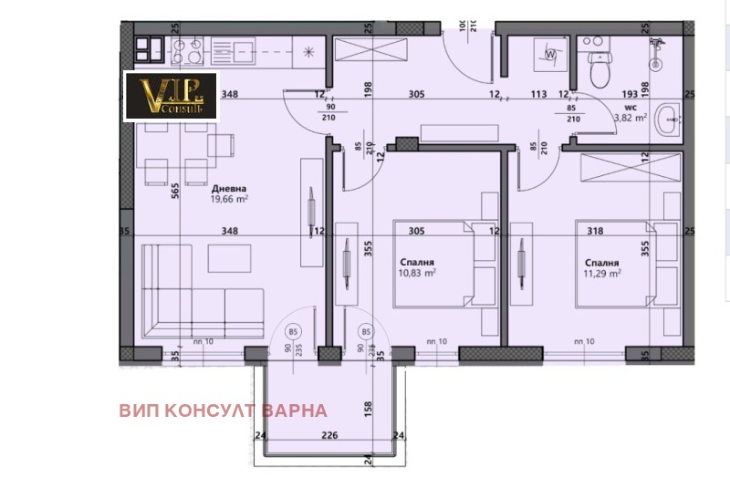 En venta  2 dormitorios Varna , Vinitsa , 68 metros cuadrados | 95069889 - imagen [3]