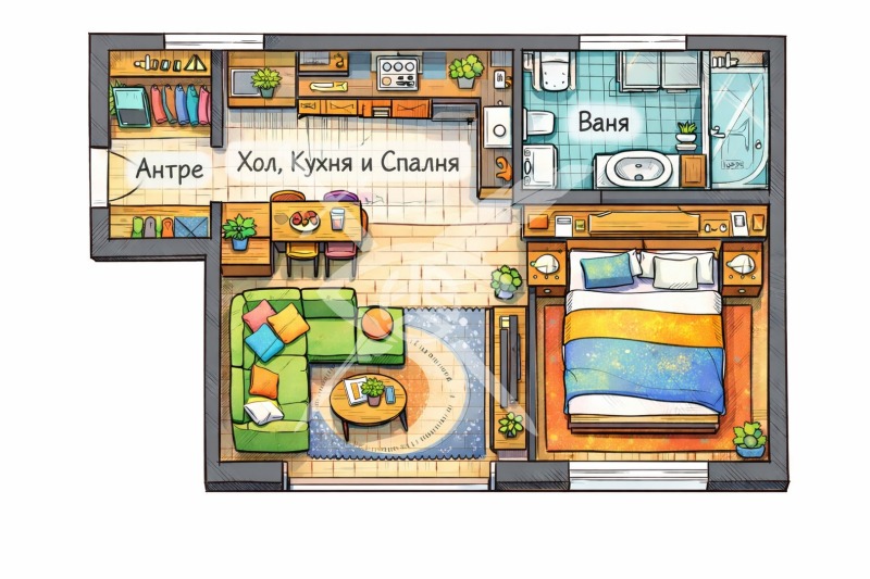 Продава 1-СТАЕН, гр. София, Малинова долина