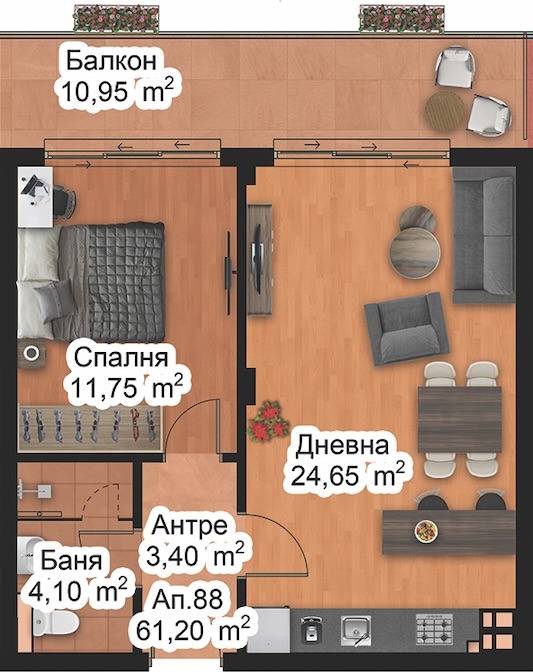 Προς πώληση  1 υπνοδωμάτιο Πλοβδηβ , Ζαπαδεν , 71 τ.μ | 86401762 - εικόνα [2]