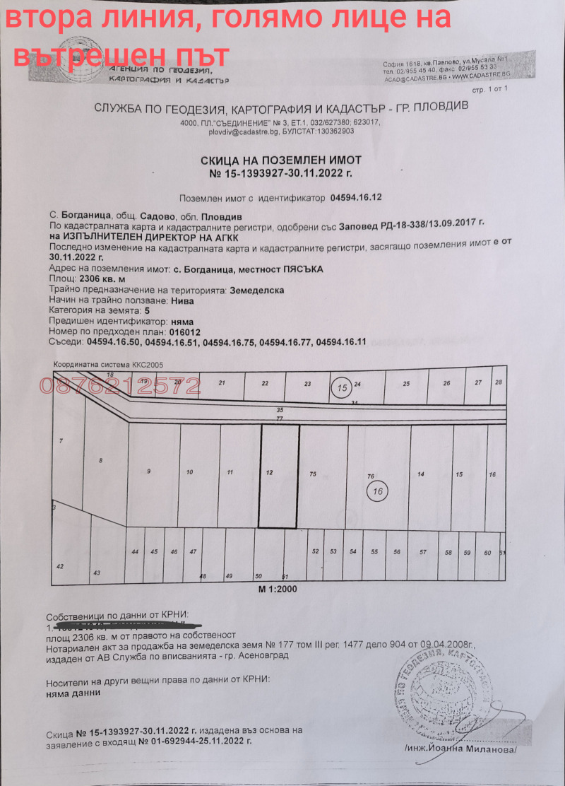 Продава ЗЕМЕДЕЛСКА ЗЕМЯ, гр. Садово, област Пловдив, снимка 1 - Земеделска земя - 45624582