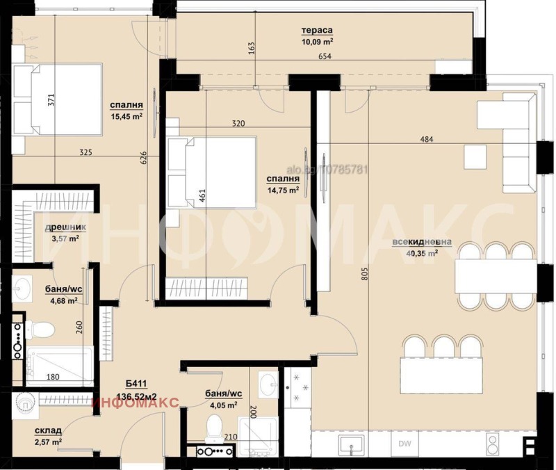 Продава 3-СТАЕН в град Бургас, Хоризонт - 136 кв.м / 200 000 € » 391 166.00 лв., ИНФОМАКС