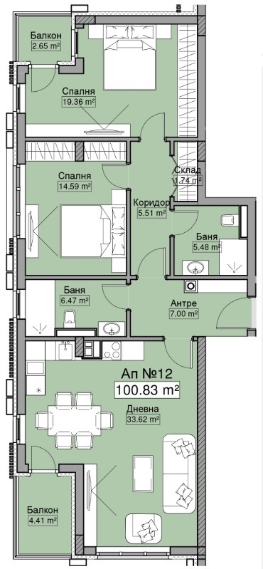 Eladó  2 hálószobás Sofia , Manastirski livadi , 120 négyzetméter | 59890752