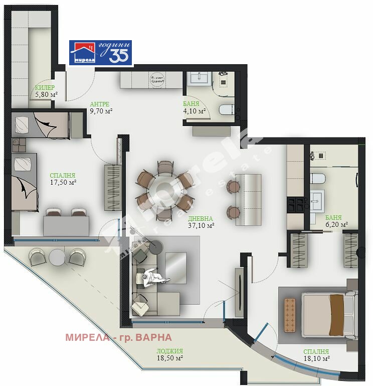 Продава 3-СТАЕН, гр. Варна, м-т Ален мак, снимка 2 - Апартаменти - 53229688