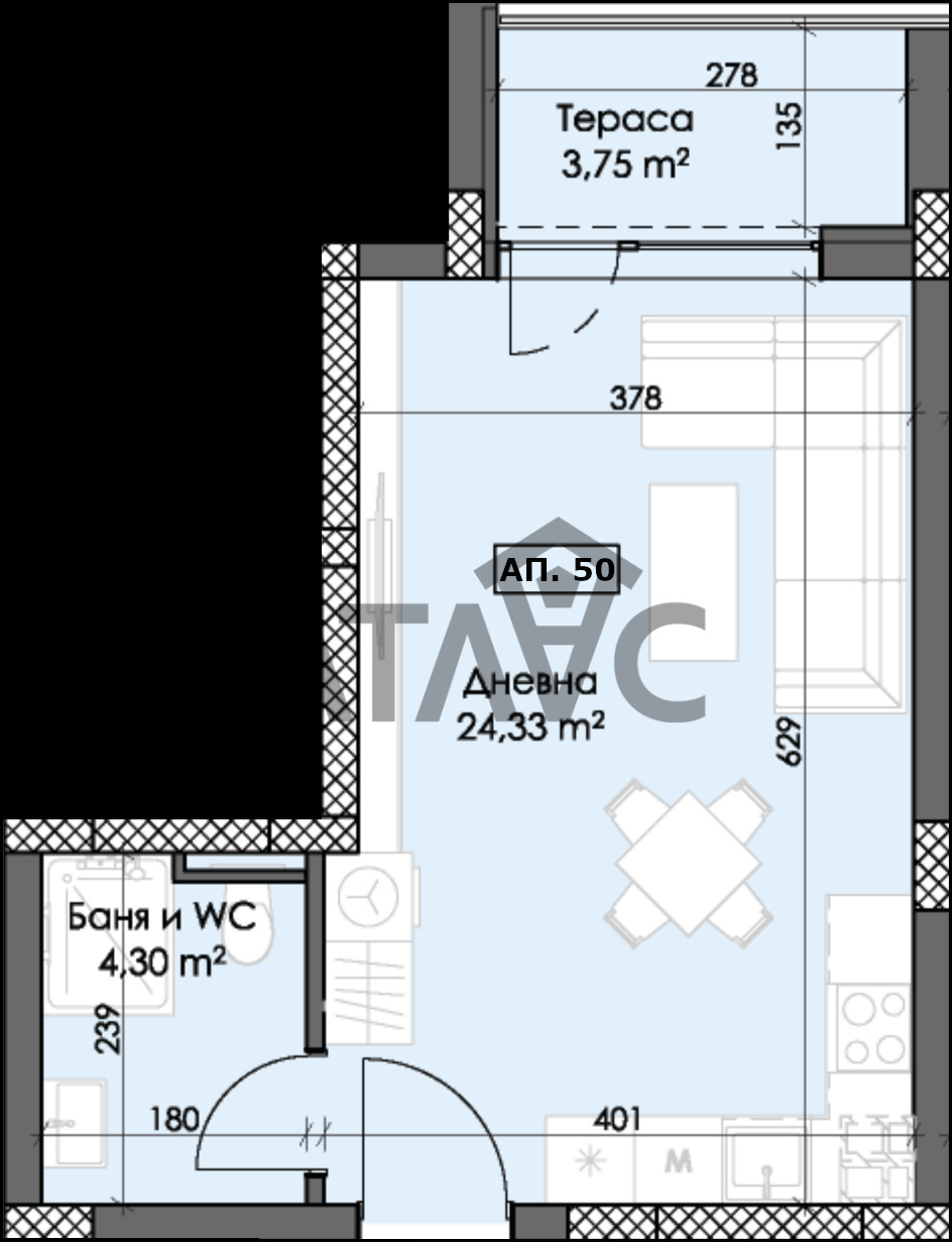 Продава 1-СТАЕН, гр. Пловдив, Тракия