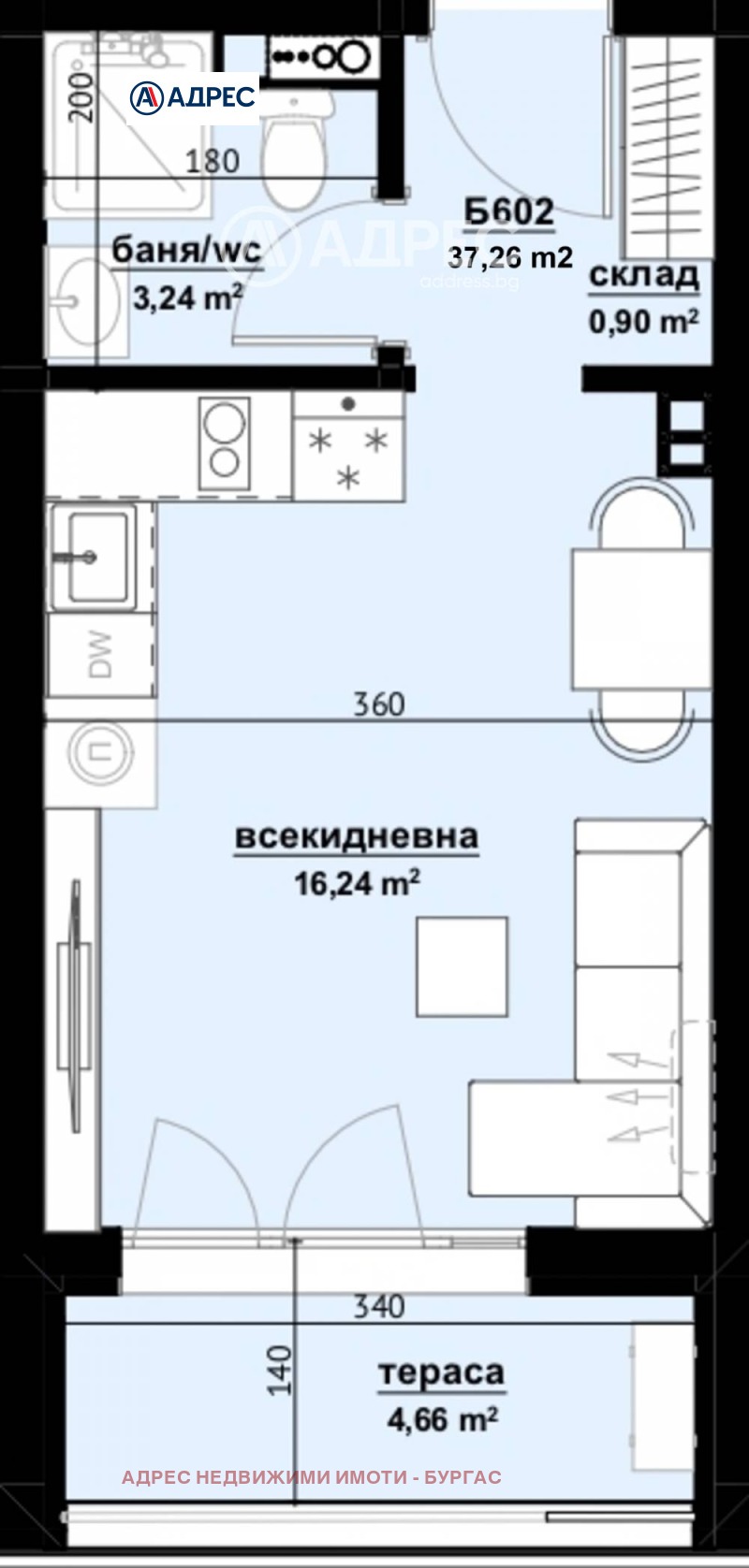 Продава 1-СТАЕН, гр. Бургас, Изгрев, снимка 4 - Aпартаменти - 49492970