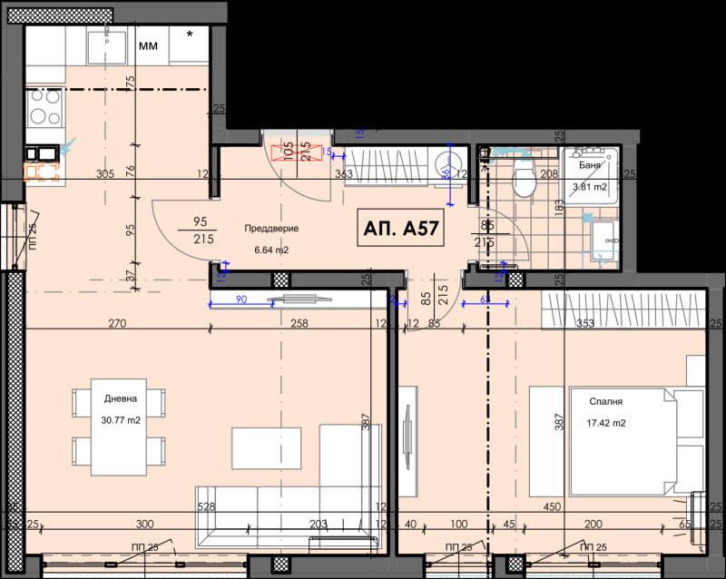 Till salu  1 sovrum Plovdiv , Gagarin , 87 kvm | 67365117 - bild [2]