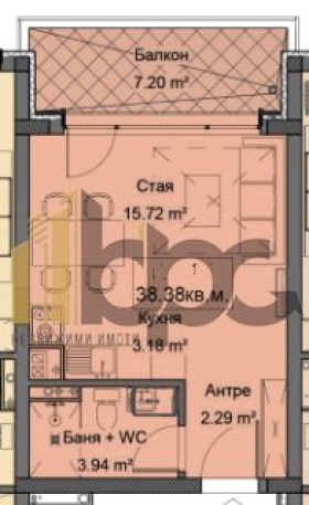 Til salgs  Studio Sofia , Simeonovo , 46 kvm | 62342712 - bilde [3]