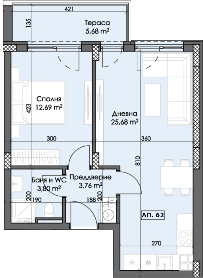 Satılık  1 yatak odası Plovdiv , Trakiya , 73 metrekare | 64239408 - görüntü [3]