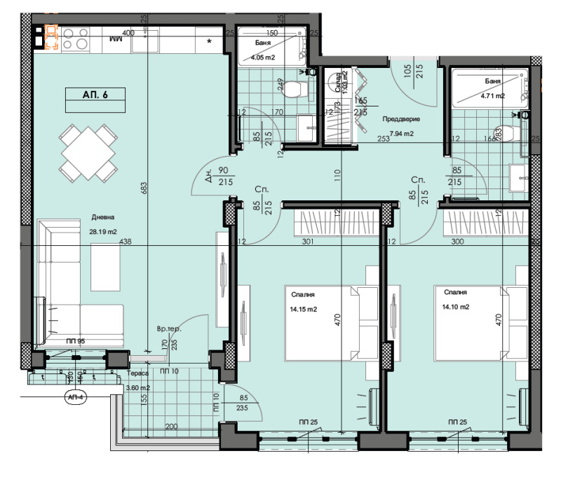 Продается  2 спальни Пловдив , Гагарин , 109 кв.м | 33469275 - изображение [2]