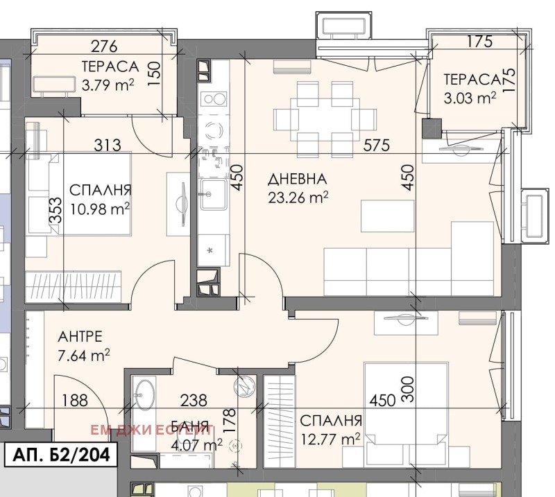 На продаж  2 спальні Бургас , Меден рудник - зона В , 95 кв.м | 87264373