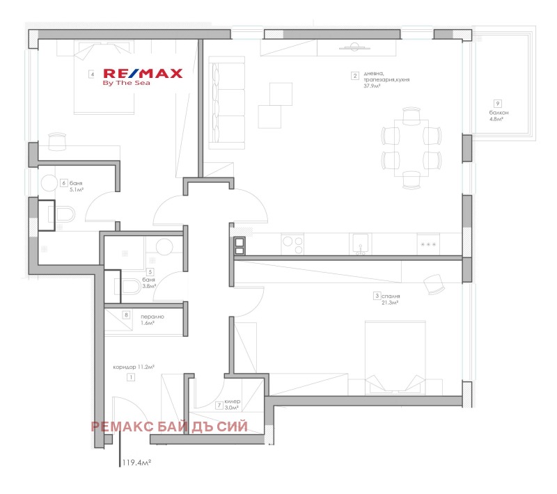 En venta  2 dormitorios Varna , k.k. Sv.Sv. Konstantin i Elena , 137 metros cuadrados | 21300257 - imagen [6]