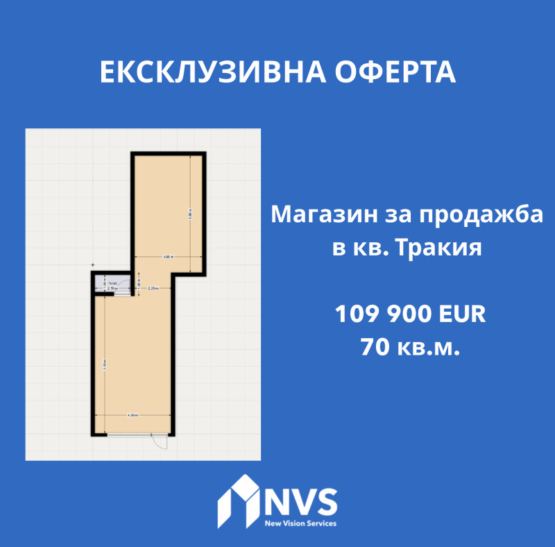 Продава  Магазин град Пловдив , Тракия , 70 кв.м | 49683461