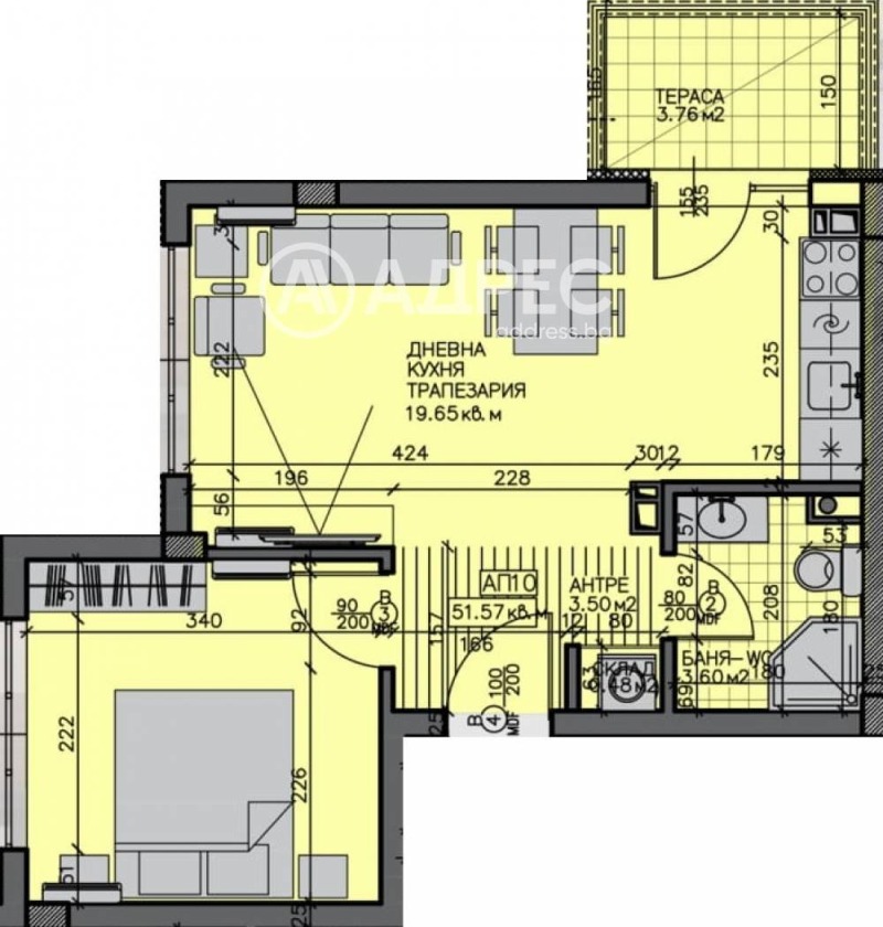 Продава 2-СТАЕН, гр. Бургас, Зорница, снимка 4 - Апартаменти - 52373840