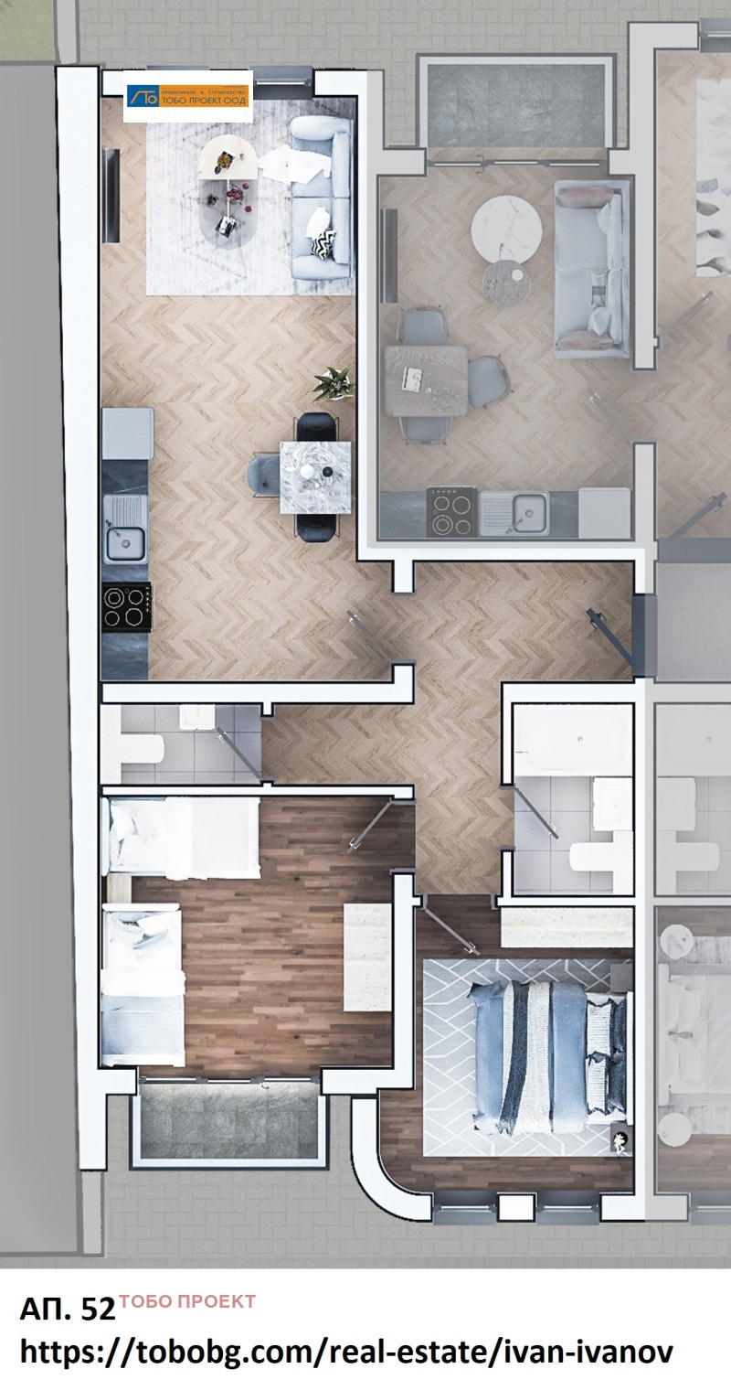 Продава 3-СТАЕН в град София, Зона Б-19 - 102 кв.м / 205 405 € » 401 737.26 лв., ТОБО ПРОЕКТ