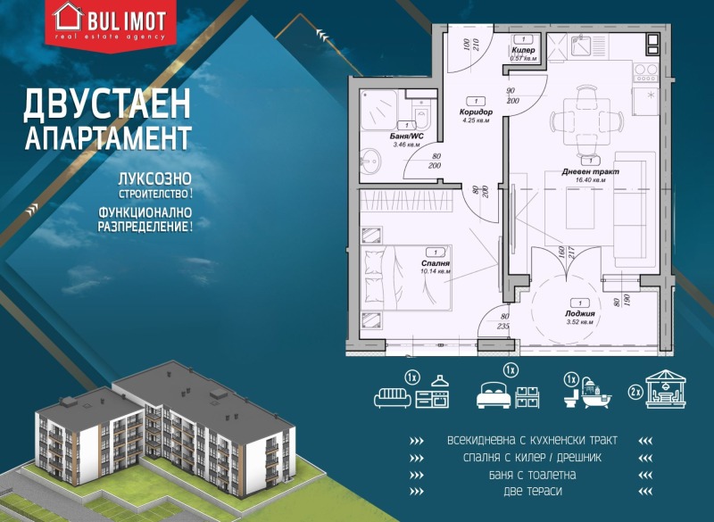 De vânzare  1 dormitor Varna , Vâzrajdane 3 , 55 mp | 28621477 - imagine [2]