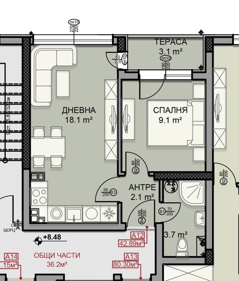 Zu verkaufen  1 Schlafzimmer Sofia , Darweniza , 59 qm | 79155187 - Bild [6]
