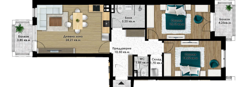 For Sale  2 bedroom Plovdiv , Yuzhen , 110 sq.m | 76510435 - image [2]